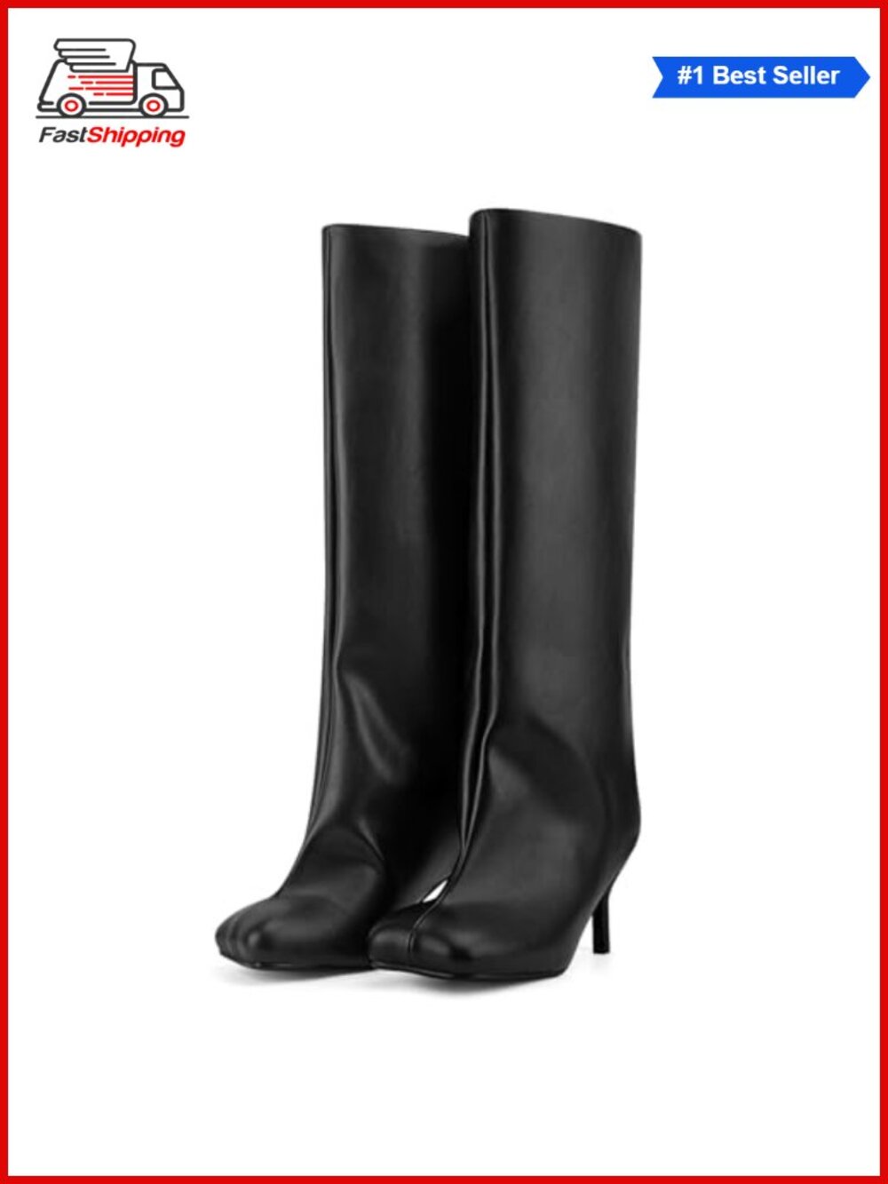 ✨ VOZTOLLS Women's Knee High Pull On Boots Square Toe Kitten Heel Tall Slouchy